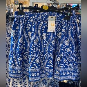 Primark Blue and White Floral Skirt